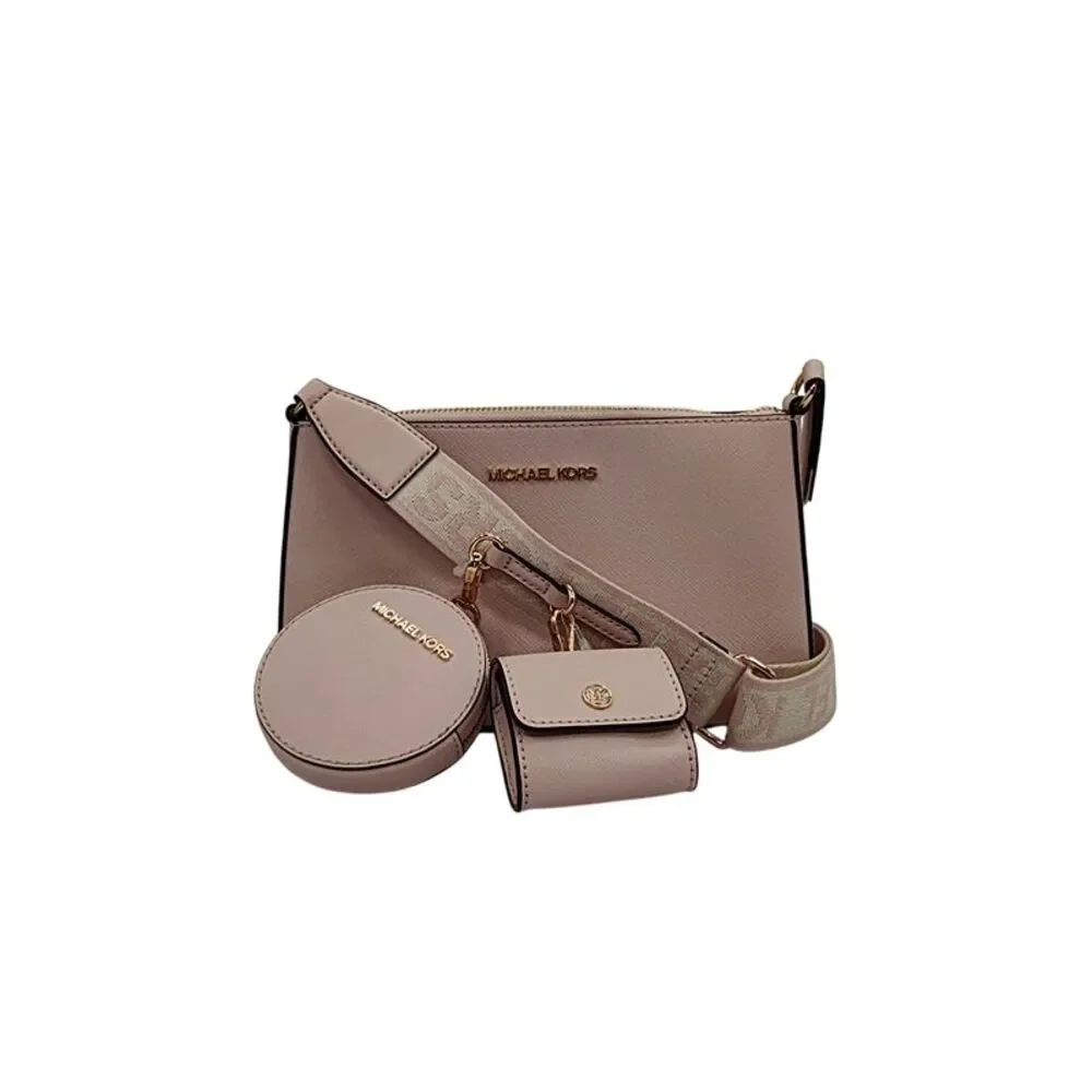 Michael Kors Blush Pink Crossbody Trio with Strap and Pouch